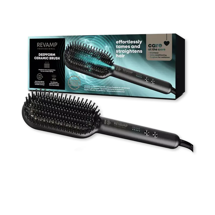 Revamp DeepForm Ceramic Straightening Hot Brush - Black – Beauty > Electrical Beauty