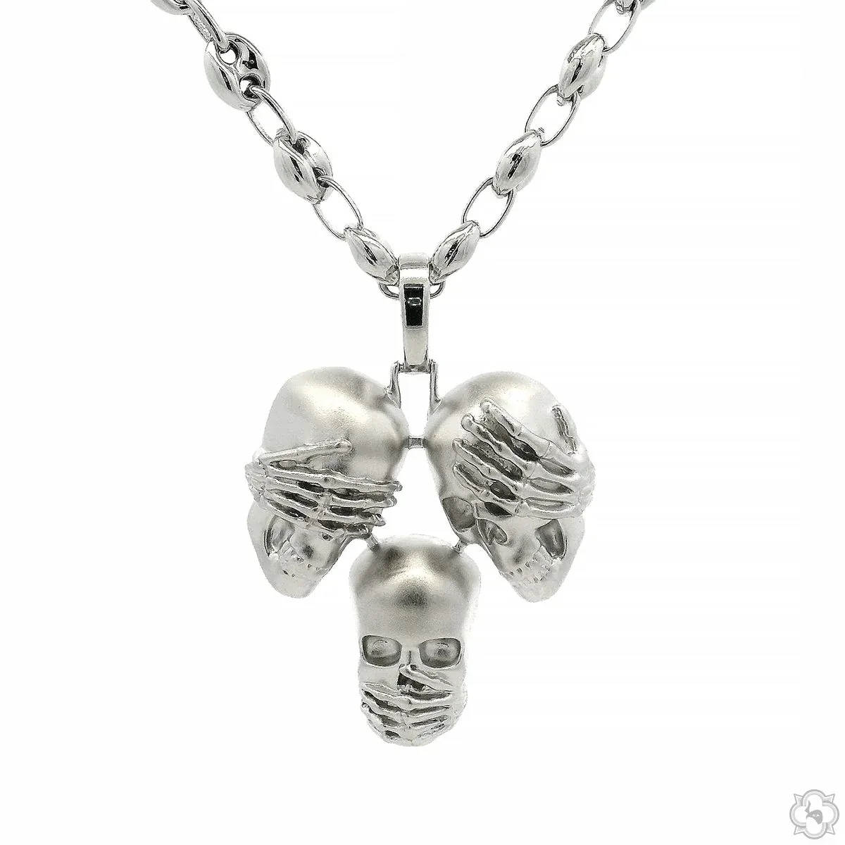 MARYAM - For Him SILVER .925 Silver No Talk No Hear No See Skull Pendant Set 70852 in 22 Inches – Pendant Set