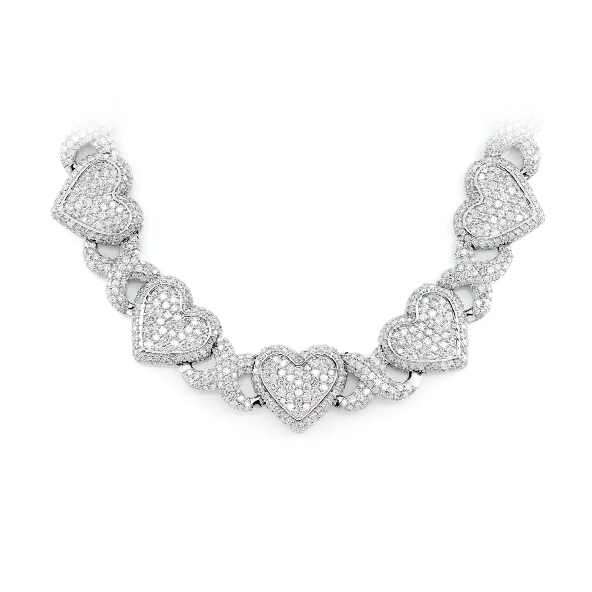 For Him Heart Infinity Link Diamond Necklace in White Gold / 18" / VS – Necklace