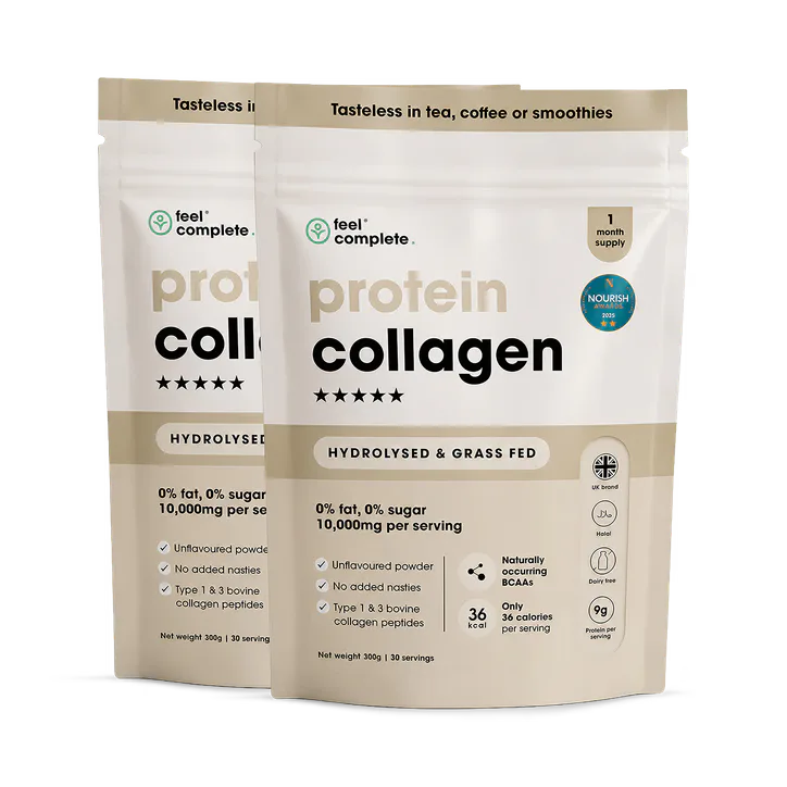 Feel Complete Protein Collagen Powder - Unflavoured Bovine Peptides 10,000mgs - 2 Month Supply 600g