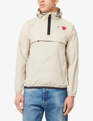 COMME DES GARCONS PLAY Comme des Garçons PLAY x K-Way Brand-Print Hooded Shell Jacket detail 3