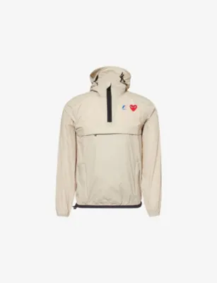 COMME DES GARCONS PLAY Comme des Garçons PLAY x K-Way Brand-Print Hooded Shell Jacket