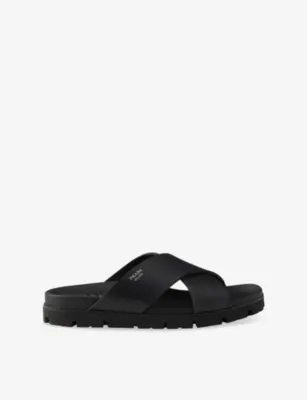 PRADA Crisscross Rubber Sandals - EUR 42 / 8 UK MEN in BLACK – Mens | Casual shoes | Slip on