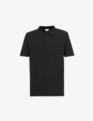 SUNSPEL Riviera slim-fit cotton-piqué polo shirt - BLACK