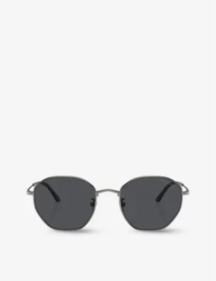 GIORGIO ARMANI AR6150 branded round-frame metal sunglasses in GREY – Mens | Sunglasses | Round