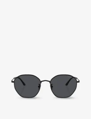GIORGIO ARMANI AR6150 branded round-frame metal sunglasses in BLACK – Mens | Sunglasses | Round