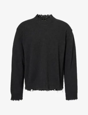 UMA WANG Long-Sleeve Raw-Edge Cashmere Jumper - ARMY GREEN in ARMY GREEN, additional product view 2
