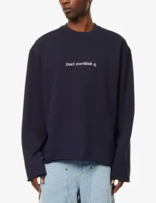 HONOR THE GIFT Don't Overthink It Logo-Embroidered Cotton Sweatshirt detail 3
