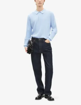 THE KOOPLES Ribbed Logo-Plaque Stretch-Wool Blend Polo detail 2