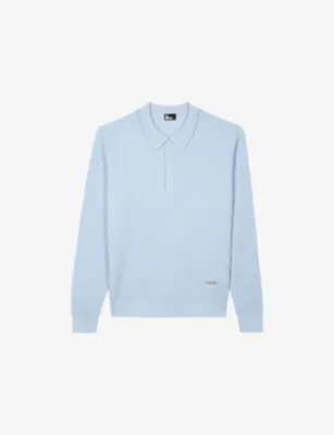 THE KOOPLES Ribbed Logo-Plaque Stretch-Wool Blend Polo