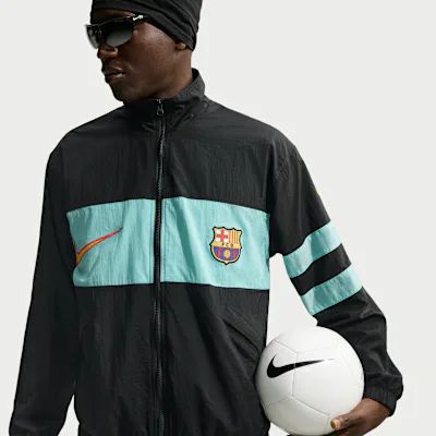 Nike F.C. Barcelona Third Men's Nike Repel i96 Tracksuit Jacket - Black/Green Frost/University Gold