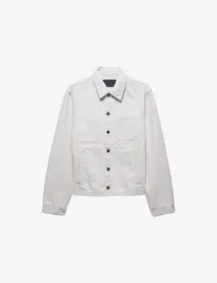 PRADA Chest-Pocket Bleached Denim Jacket