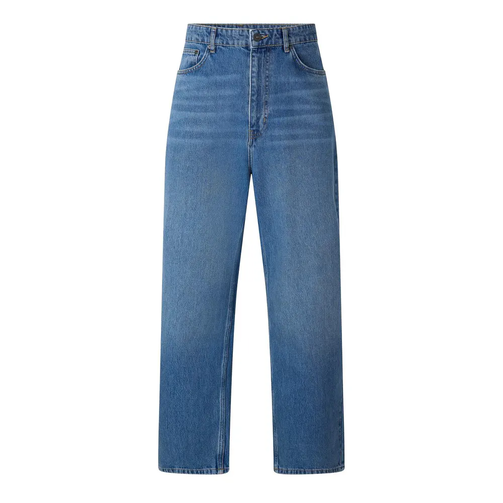 L AB Off White Men's Diag Print Cotton Straight Leg Jeans