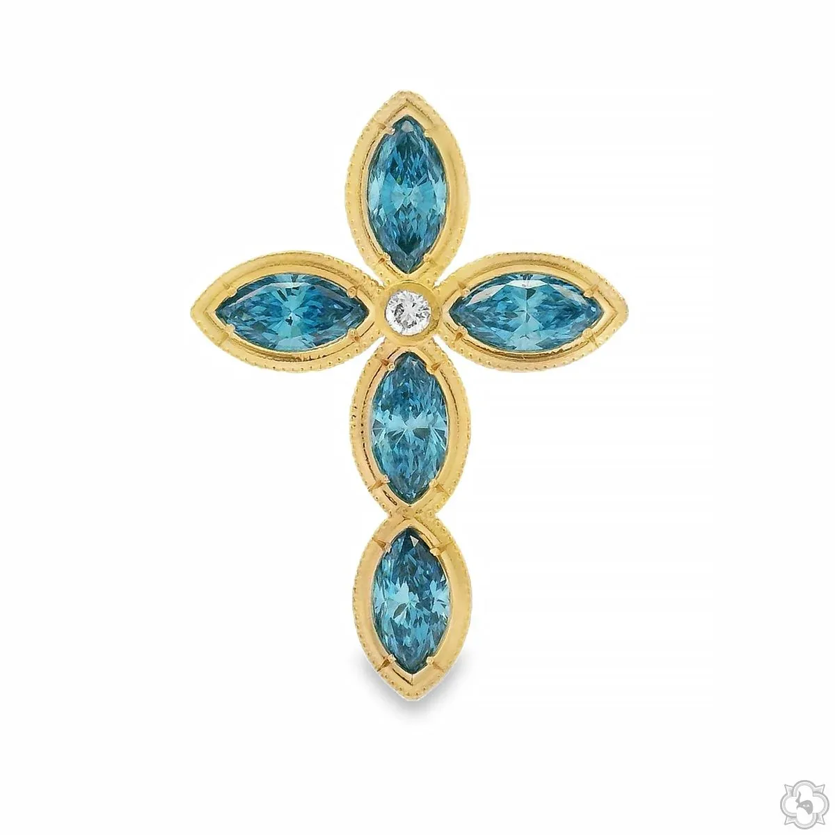 RINA - For Him CUSTOM CVD Divine Blue Marquise Cross 70771 in Rose Gold – Pendant