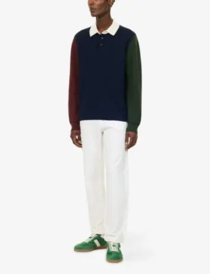 PS BY PAUL SMITH Colour-Block Cotton-Blend Rugby Top in Very Dark Navy, additional product view 2