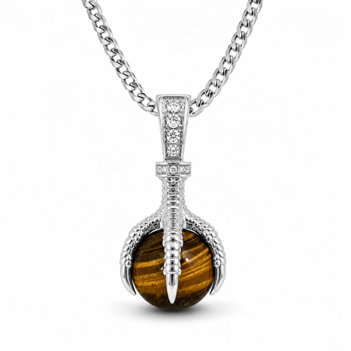 DANNY - For Him CUSTOM Limited Quantity Silver Eagle Claw Tiger's Eye Pendant 71558 – Pendant