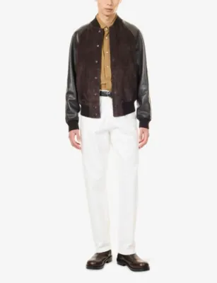 TOM FORD Soft Suede And Leather Bomber Jacket detail 2