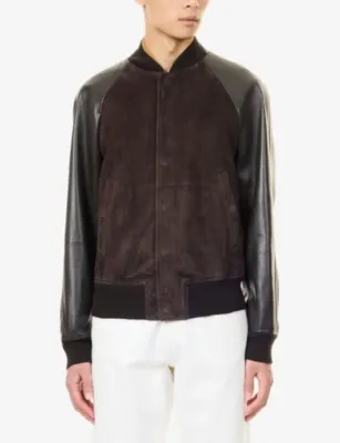 TOM FORD Soft Suede And Leather Bomber Jacket detail 3