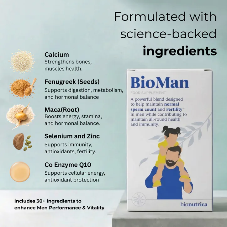 Bionutrica BioMan Male Fertility Testosterone & Performance Support, 31 nutrients,1300mg - 60 tablets detail 3