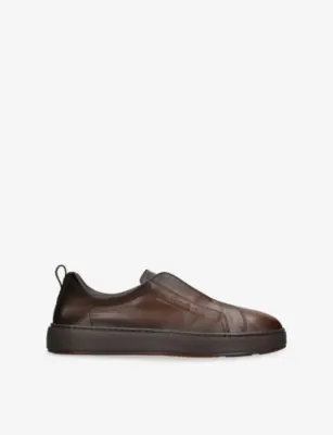 SANTONI Victory Unlined Leather Trainers - EUR 41 / 7 UK MEN in Dark Brown – Mens | Trainers | Lace up trainers