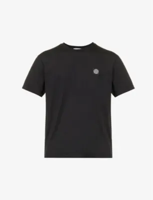 STONE ISLAND Logo-patch regular-fit cotton-jersey T-shirt - BLACK