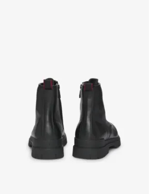 HUGO Embossed-logo leather ankle boots - EUR 45 / 11 UK MEN detail 3