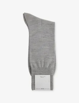 FALKE No 9 Crew-Length Wool-Blend Socks - LIGHT GREY MELANGE - 9-9.5 detail 2