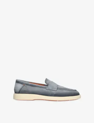 SANTONI Detroit Suede Loafers - Beige - EUR 40 / 6 UK MEN in PALE BLUE – Mens | Loafers
