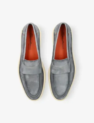 SANTONI Detroit Suede Loafers - Beige - EUR 40 / 6 UK MEN in PALE BLUE, additional product view 2