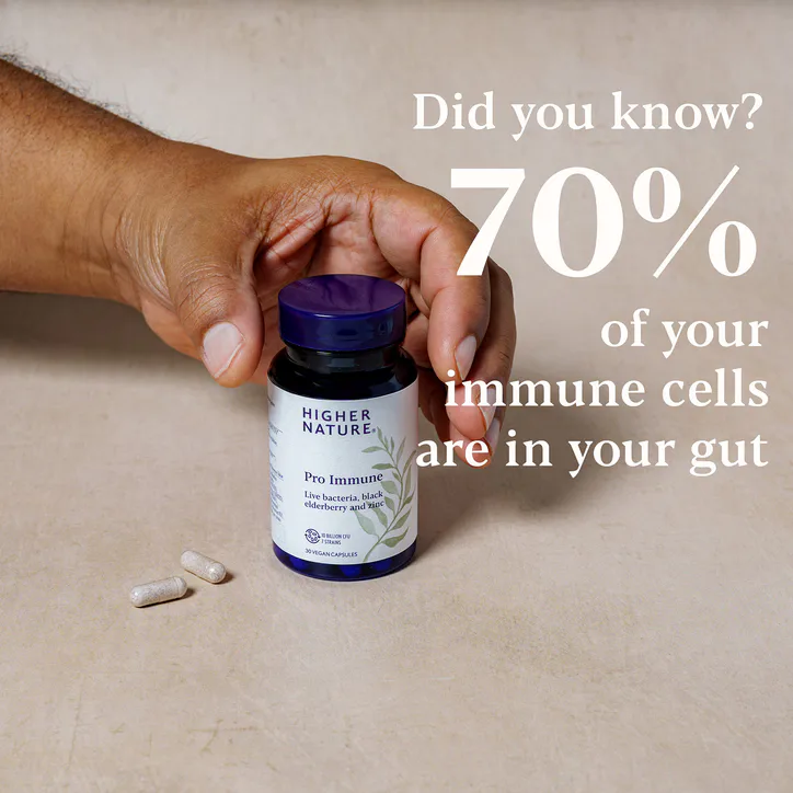 Higher Nature Pro-Immune - 10 Billion CFU Live Bacteria - 7 Strains with Elderberry 500mg & Zinc 5mg - 30 Vegan Capsules detail 2