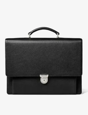 ASPINAL OF LONDON City grained-leather messenger bag detail 2