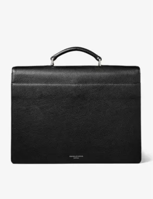 ASPINAL OF LONDON City grained-leather messenger bag detail 3