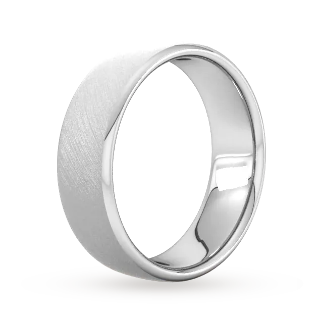 For Him 7mm Traditional Court Standard Diagonal Matt Finish Wedding Ring In 18 Carat Yellow Gold detail 2
