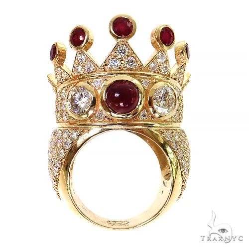 RINA - For Him CUSTOM Diamond With Ruby Recreated Tupac Crown Ring 69129 in Rose Gold / 10 – Ring