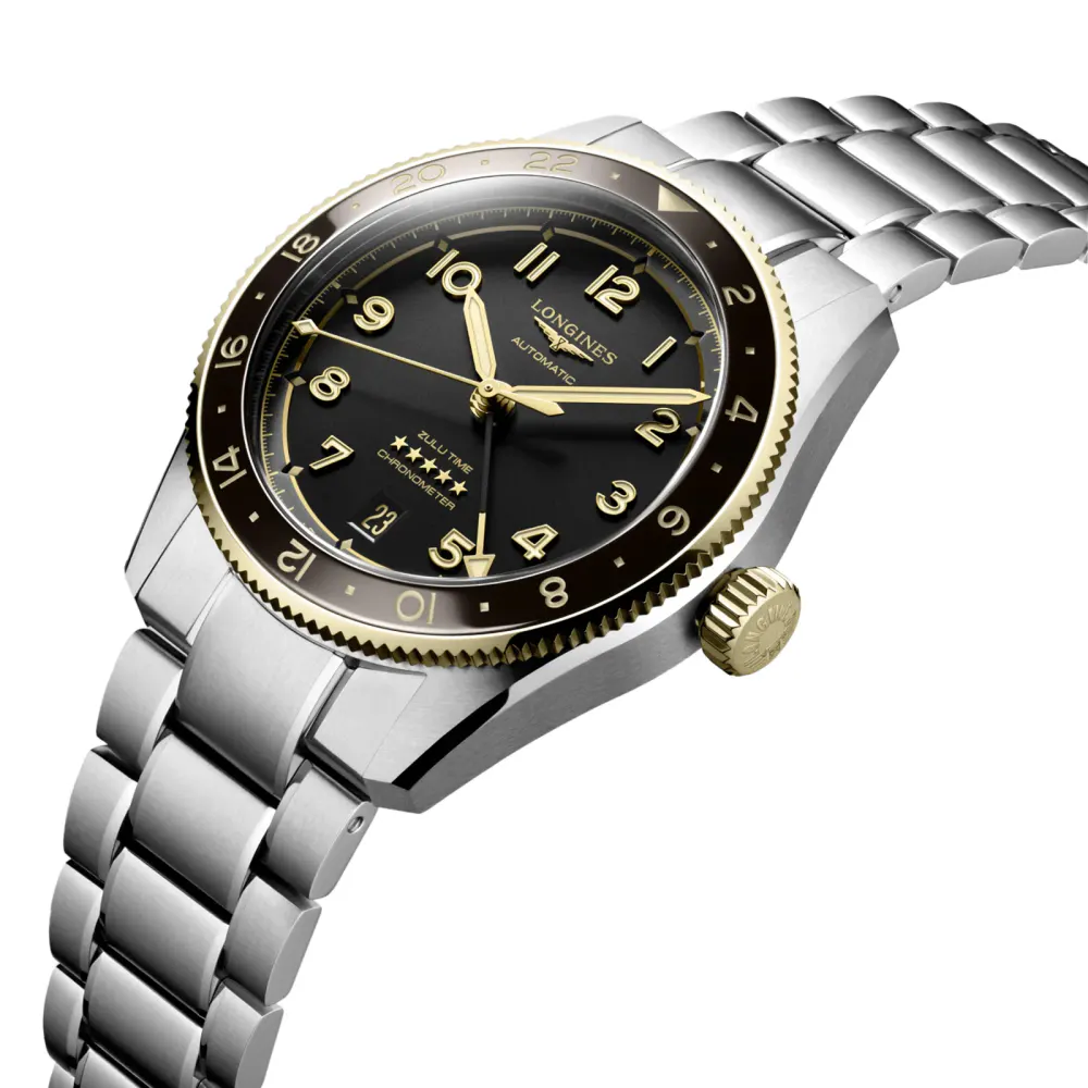 Longines Spirit Zulu Time 39mm Mens Watch Black Stainless Steel detail 2