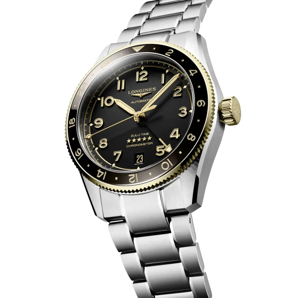 Longines Spirit Zulu Time 39mm Mens Watch Black Stainless Steel detail 3