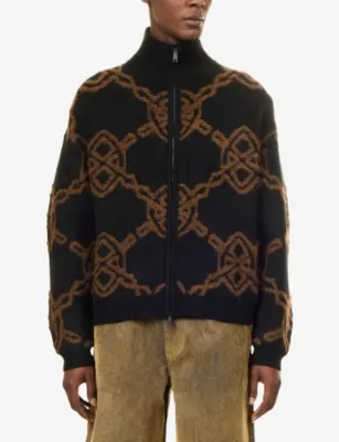 DAILY PAPER Shield Knitted Cardigan in BLACK, additional product view 3