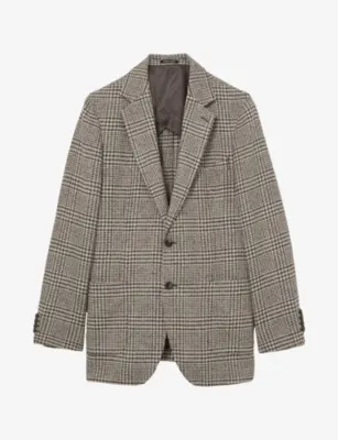 REISS Tuscan Houndstooth Wool-Blend Blazer