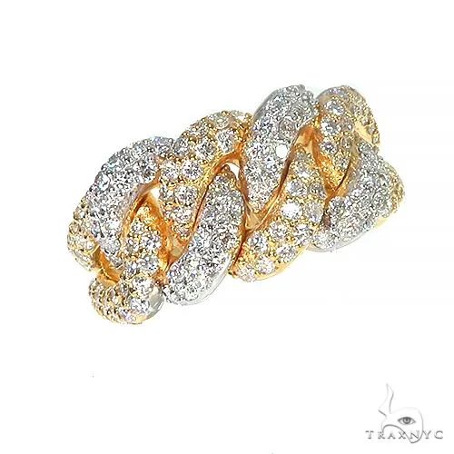 AHMED - MOON JEWELRY 14K Gold 2 Tone Diamond Cuban Ring 66913 in 7 – Ring