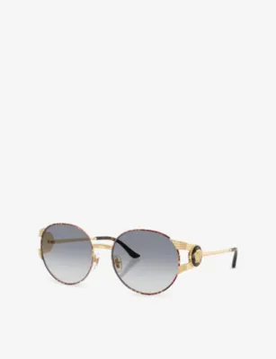VERSACE VE2303 Round-Frame Metal Sunglasses in GOLD, additional product view 2