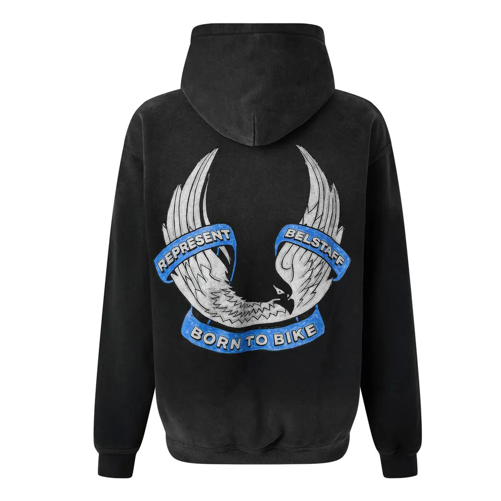 Represent X Belstaff Men's Overhead Hoodie in Washed Black, additional product view 2