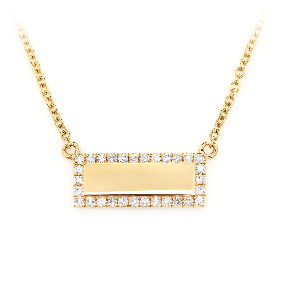 For Him Engravable Diamond Nameplate Necklace in Rose Gold / 16" / Lab Grown Diamond – Necklace