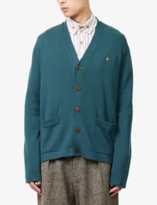 VIVIENNE WESTWOOD Alex Orb-Embroidered Cotton-Blend Cardigan detail 3