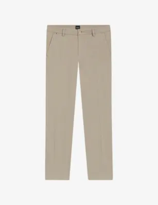 BOSS Slim-Fit Straight-Leg Stretch-Cotton Trousers - OPEN BEIGE - 36/34