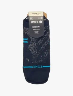 STANCE Run low-rise striped pack of three stretch woven-blend trainer socks - M