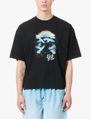 DAILY PAPER Shield Helmet Graphic-Print Cotton T-Shirt detail 3