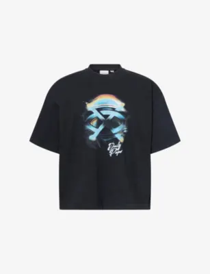 DAILY PAPER Shield Helmet Graphic-Print Cotton T-Shirt