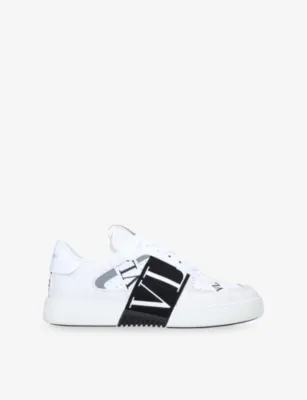VALENTINO GARAVANI VL7N logo-strap leather low-top trainers - EUR 43.5 / 9.5 UK MEN in WHITE/BLK – Mens | Trainers | Lace up trainers