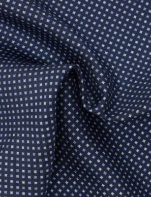 CORNELIANI Printed Silk Pocket Square in NAVY, additional product view 2
