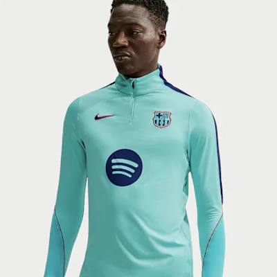 Nike F.C. Barcelona Strike Third Men's Nike Dri-FIT Football Knit Drill Top - Green Frost/Dusty Cactus/Loyal Blue/Loyal Blue